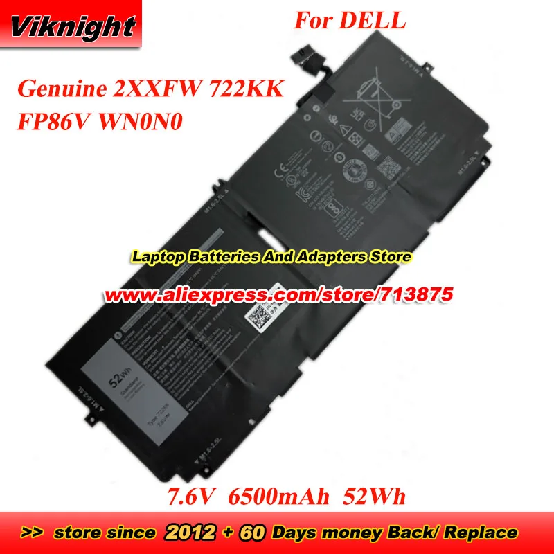 

Genuine 2XXFW Battery 722KK FP86V WN0N0 for DELL XPS 13 9300 9310 9380 Series XPS 13 9300 2020 I5 FHD Laptop Battery