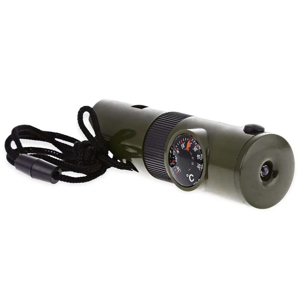 

7-in-1 Military Survival Outdoor Expedition Tool Kit Multifunction Camping Hiking Set Compass Thermometer Magnifier Signal
