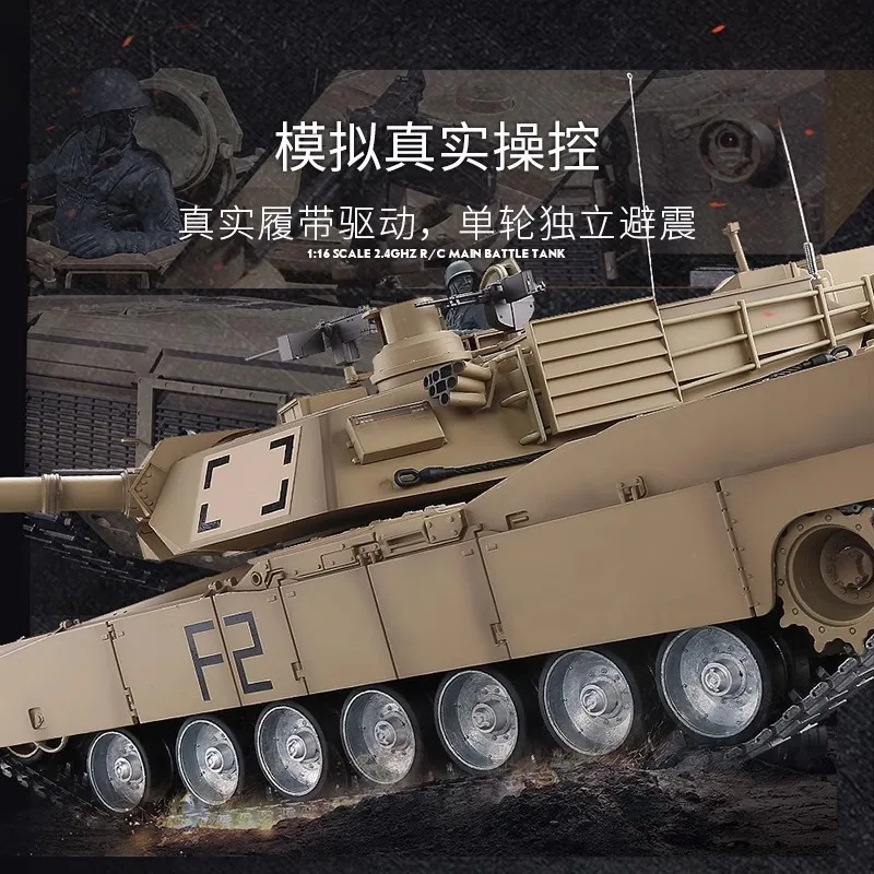 Tanque de batalha principal eua m1a2 abrams, escala 1:16, controle remoto, pista de metal, modelo militar, brinquedo para crianças com mais de 3 anos de idade