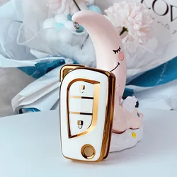 Plating TPU 2 Buttons Remote Car Key Case Cover for Toyota Yaris Rav 4 2016 2017 for PEUGEOT 108 Holder Shell Keychai