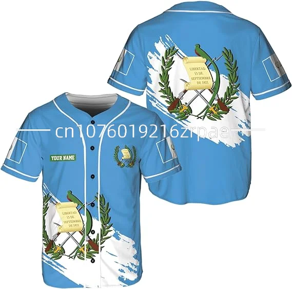 Free Custom Name Guatemala Baseball Jersey 3D Printed Men\'s and Women\'s Casual Fashion Street Baseball Jersey