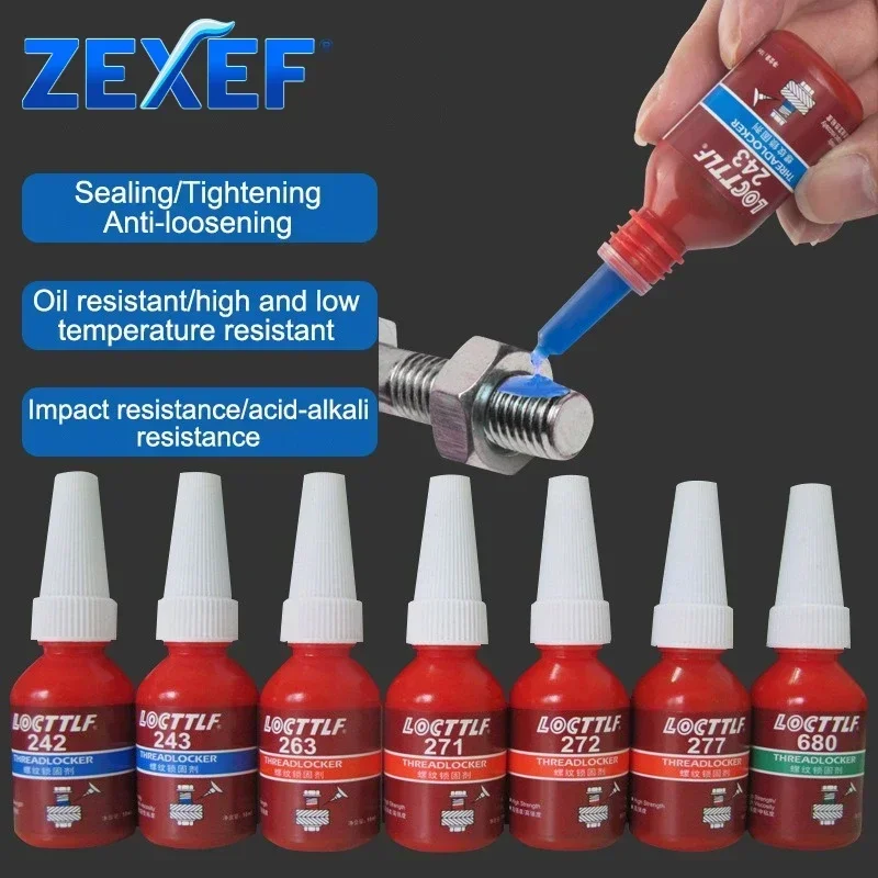 Thread Locking Agent 243 Medium Strength Removable Anaerobic Adhesive for Nuts and Screws Anti-Loosening Anti-Slip Screw Sealant