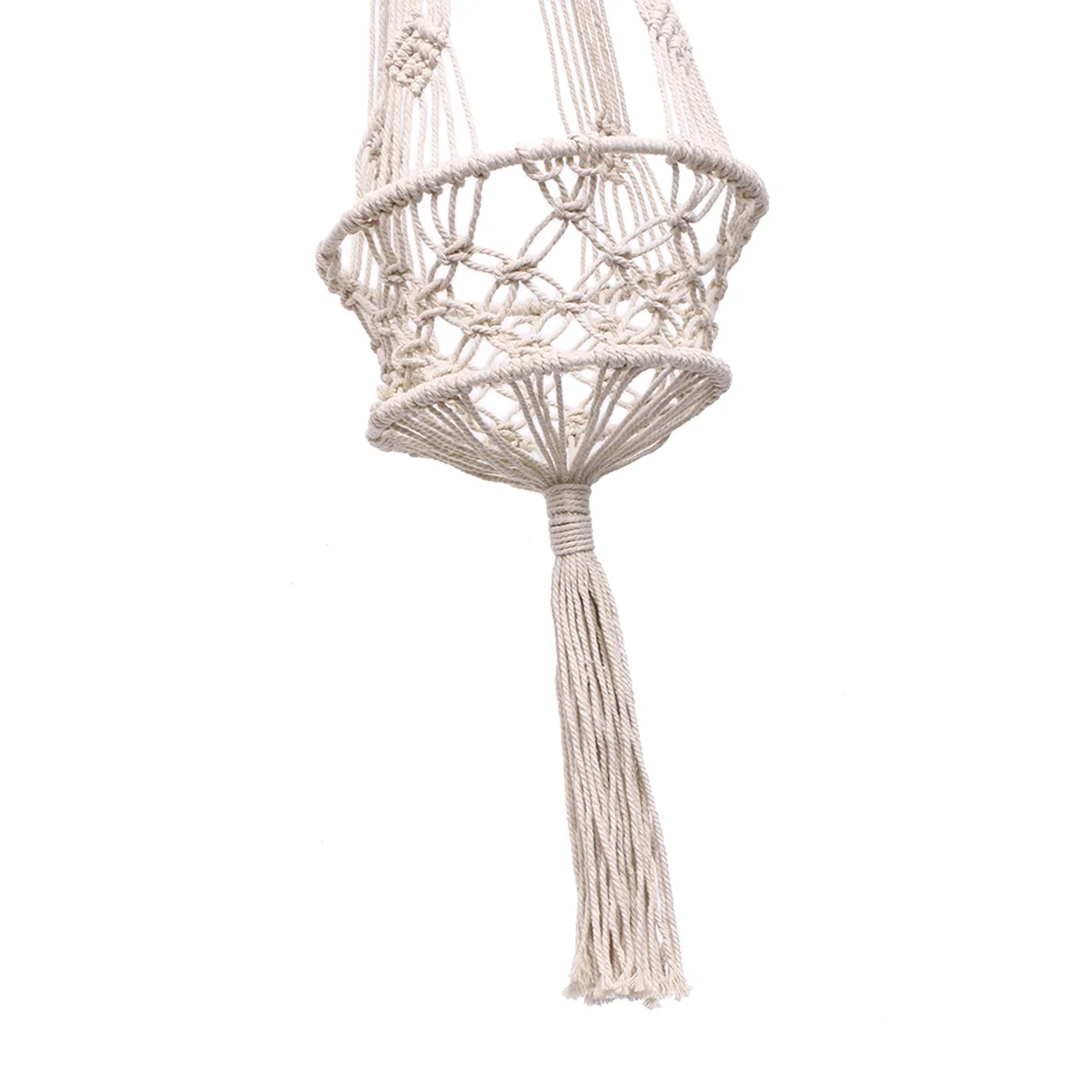 

Hand-Woven Hanging Plants Flower Basket For Indoor Outdoor Wall Hanging Cotton Rope Basket Beige Office Car Decoration