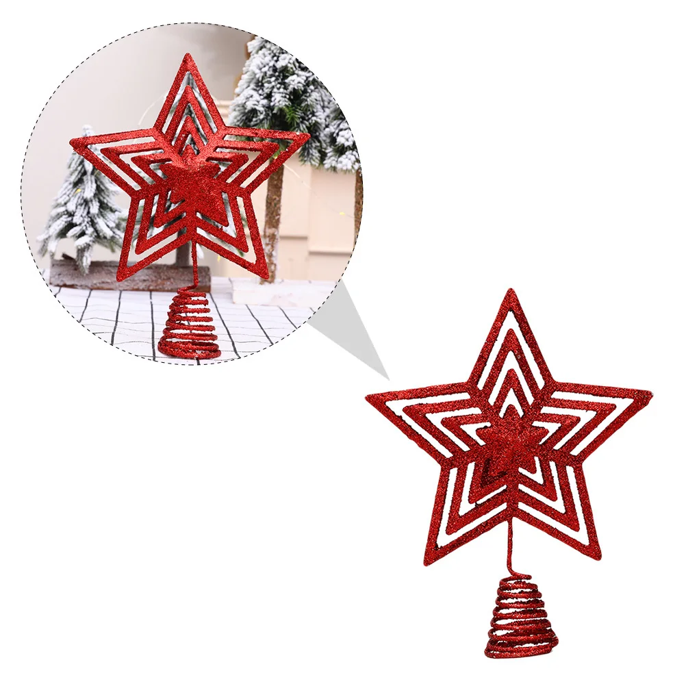 

1Pcs Hollow Star Decor Christmas Tree Topper Bright Color Festive Atmosphere Tree Ornament for Xmas Party Shopping Mall Display