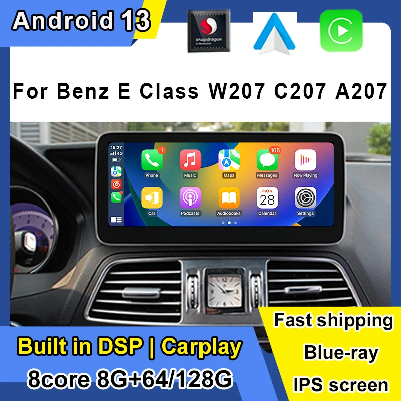 

Автомобильный экран с GPS Навигатором, Android 13, 8 + 128 ГБ ОЗУ, Wi-Fi, Google Carplay, для Benz E Coupe, 2 двери, C207, E207, 09-16