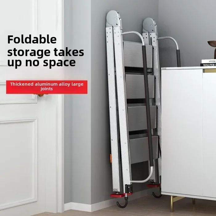 Household Aluminum Alloy Folding Ladder,Portable Ladder,  Straight Ladder Escalator Portable Mobile Stair Climbing