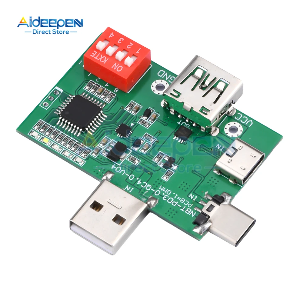 PD/QC3.0 2.0/PPS Deception Fast Charge Trigger Module Aging Board Test Board Adjustable Dial Code USB Type-C 5V 9V 12V 15V 20V