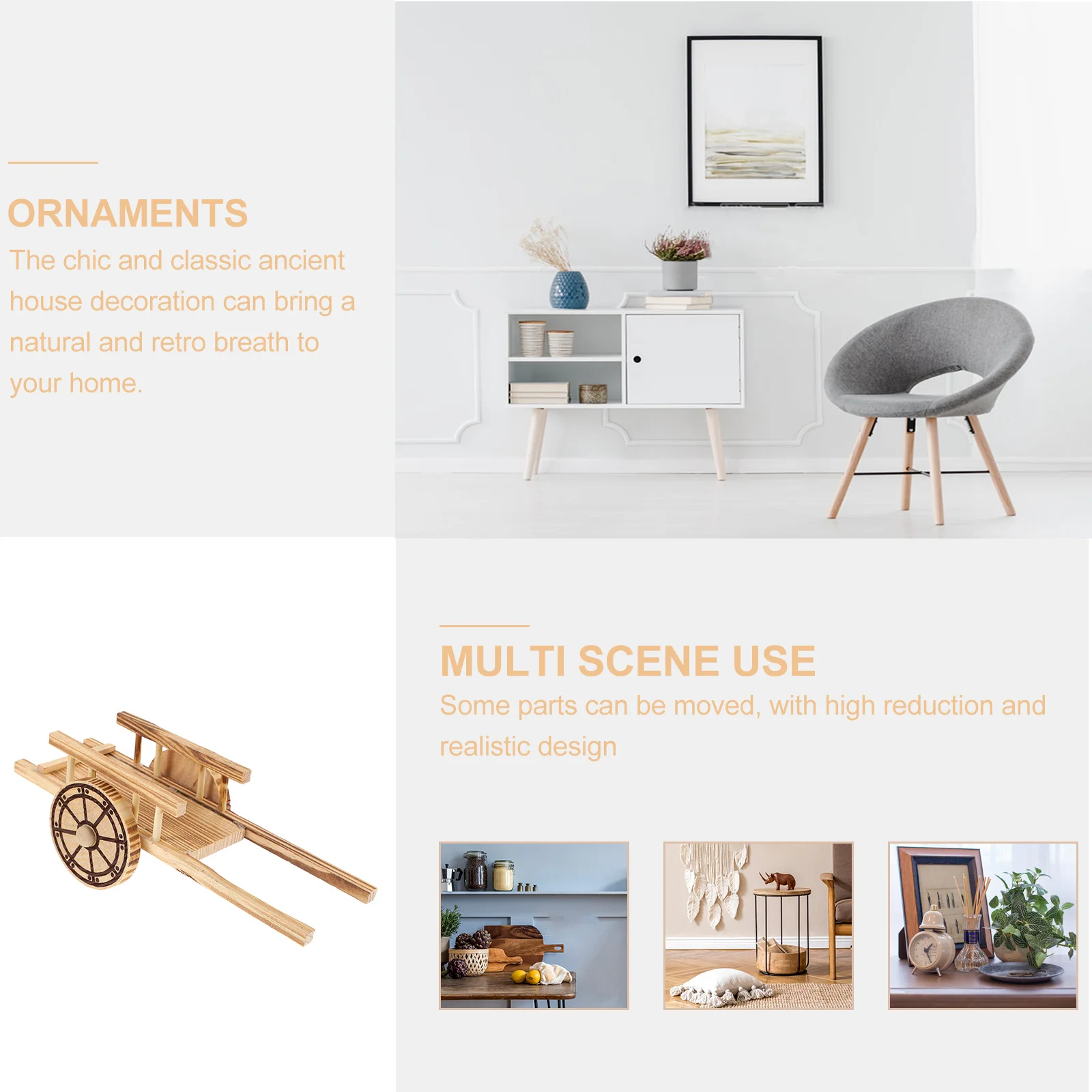 

1Pcs Small Retro Ancient Hand Pull Flat Car Wooden Ornament Home Desktop Decorative Wooden Flat Car Crafts Wood Crafts Ornament