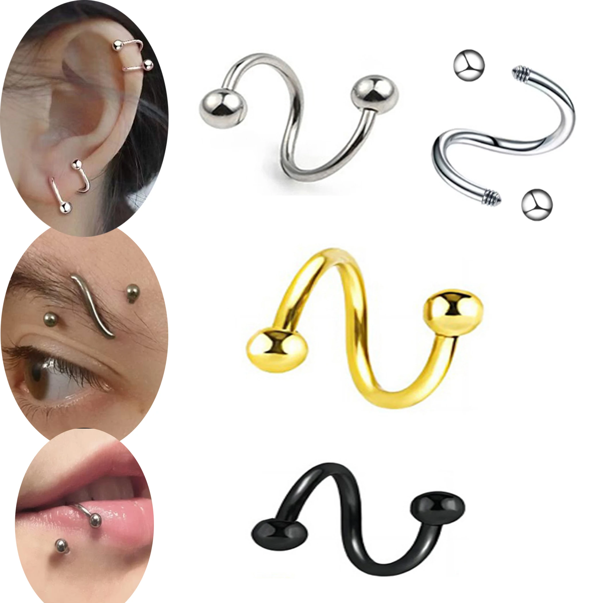 Spirale Ohrringe für Frauen Tragus Rook Ring Piercing Schmuck Lippe Labret Ring Knorpel Ohrringe Nasenring Hoop Geschenk für Frauen