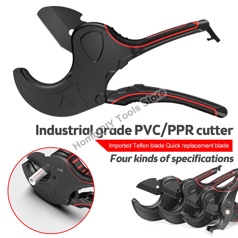 Pipe Cutter 32mm-75mm Aluminum Alloy Body Ratchet Scissors Tube Cutter PVC/PU/PP/PE Hose Cutting Hand Tools