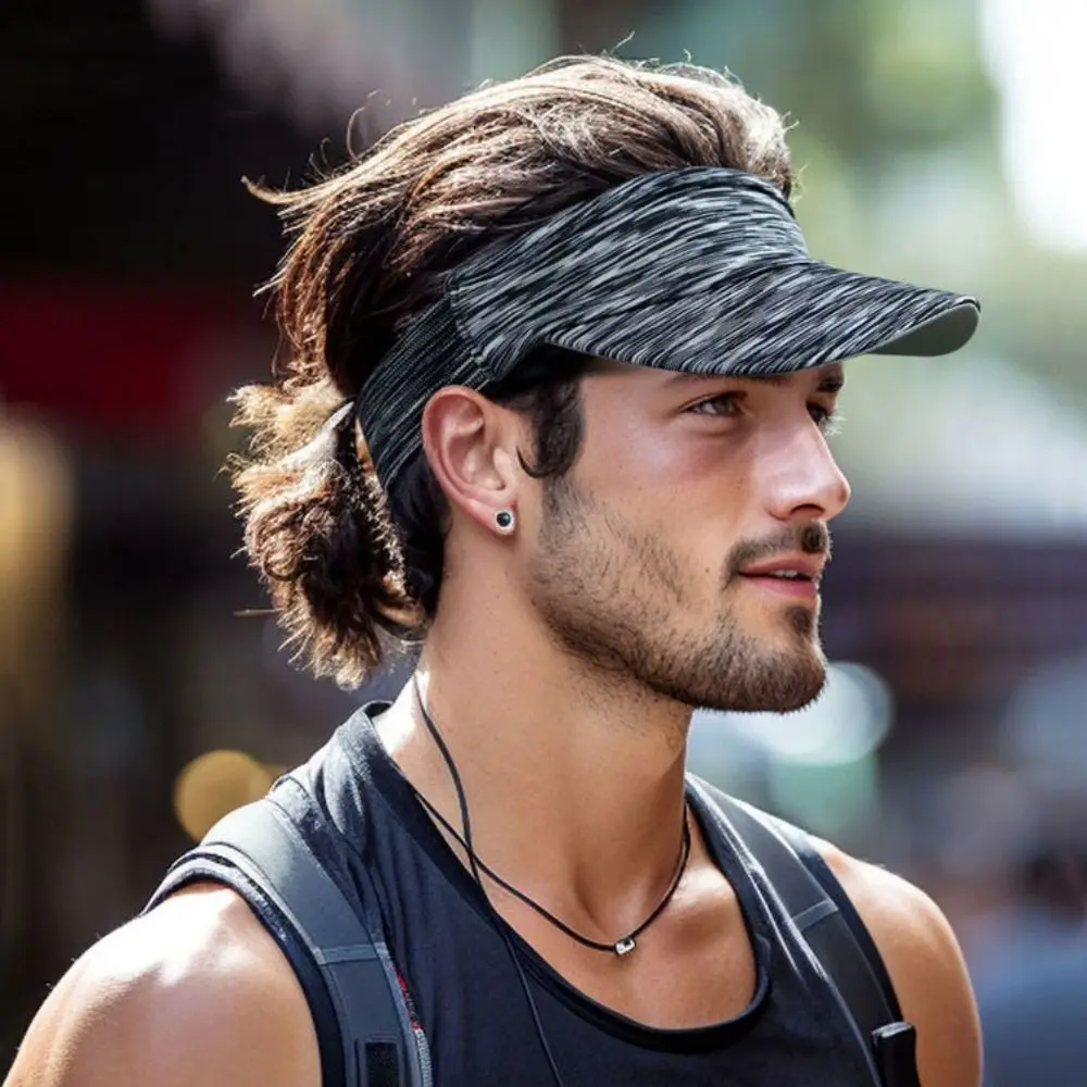 

Summer Sweat Absorbent Empty Top Hat Breathable Quick Drying Topless Visor Cap Adjustable Sun Protection Sports Hat Tennis Beach