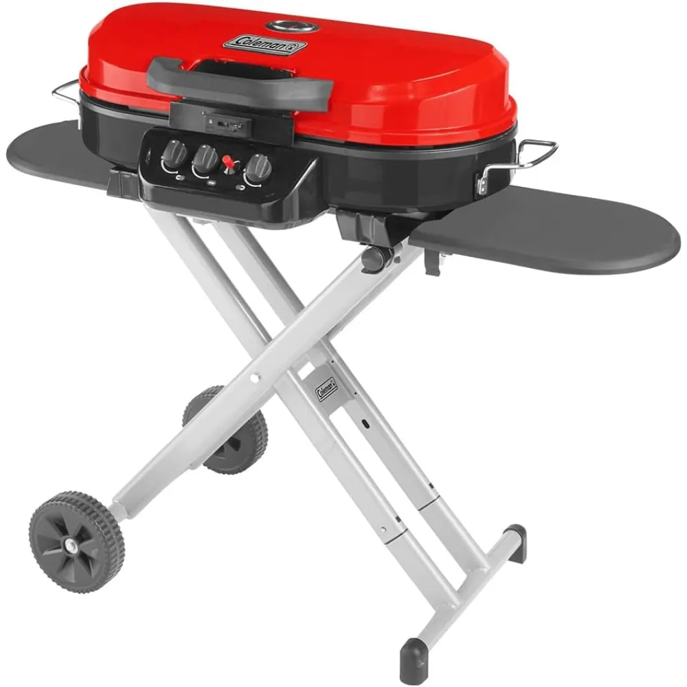 Portable Stand-Up Propane Grill, Gas Grill with 3 Adjustable Burners & Push-Button Ignition; Great for Camping, Tailgating, BBQ