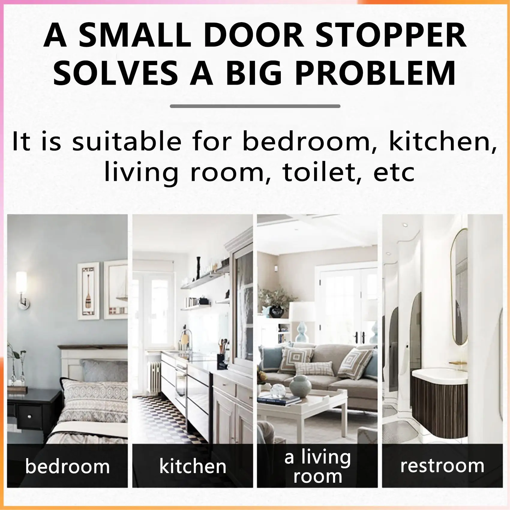 

A93Z 6 PCS Door Wedge Rubber, Door Stopper, Heavy Duty Slip-Resistant And Stackable Door Holders, Adjustable Height And Strong G