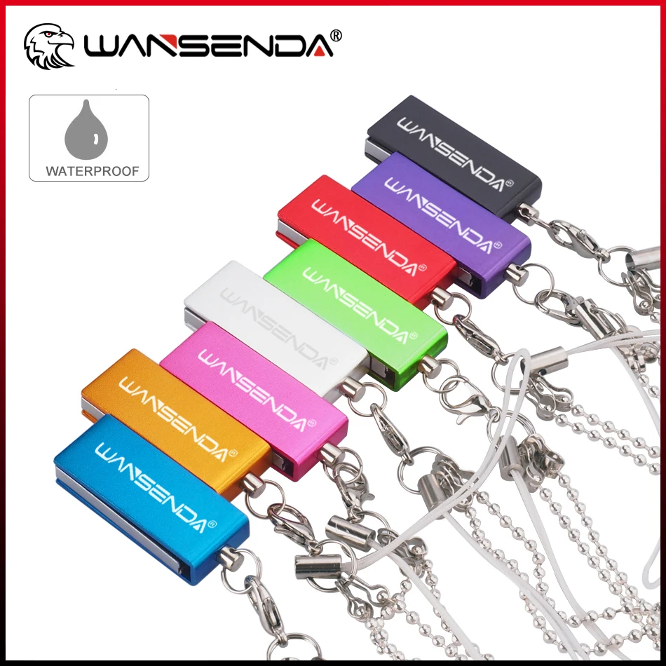 

WANSENDA Rotation USB Flash Drive Waterproof Pen Drive 4GB 8GB 16GB 32GB 64GB Pendrive USB Stick 2.0 Flash Drive with KeyChain