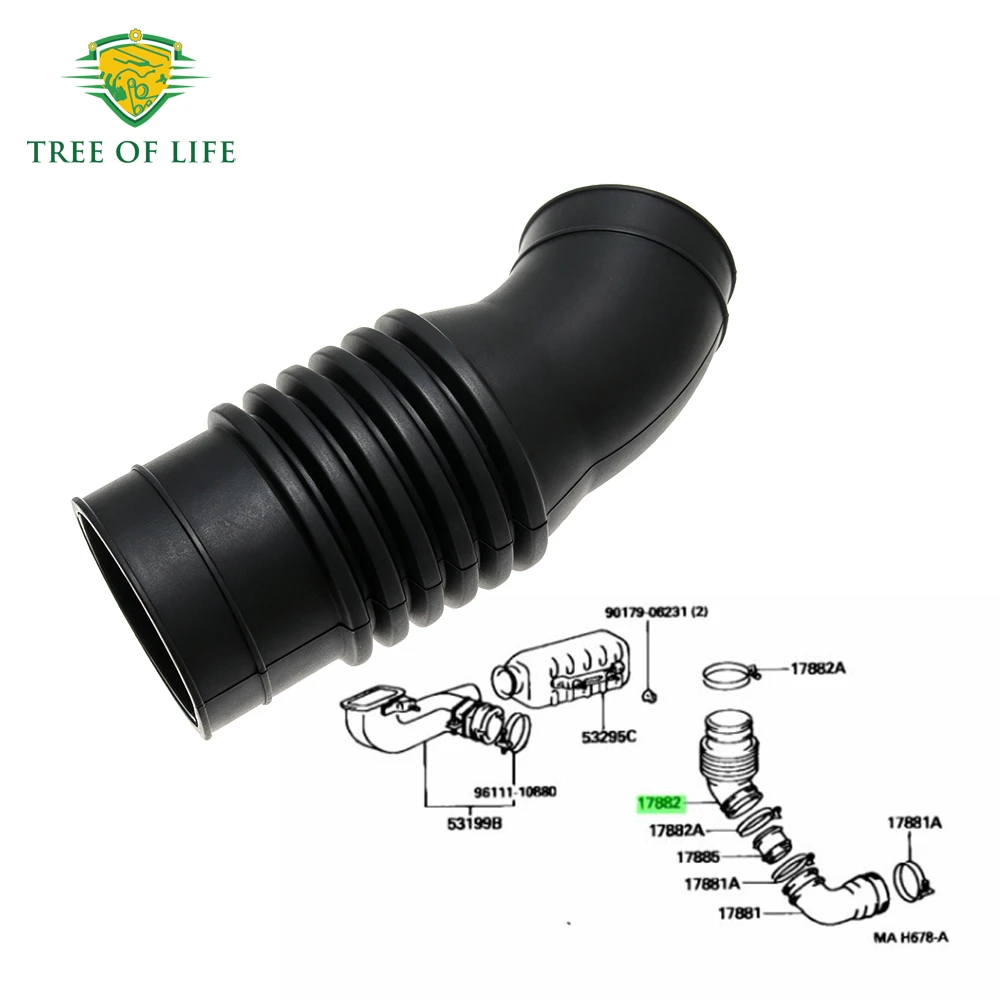 17882-17010 Air Cleaner Hose For Toyota LandCruiser 80 Series FJ80 HDJ80 HZJ80 FZJ80 VX80 1990-1997 Elbow Air Intake to Turbo