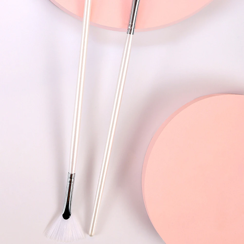 

6pcs White Facial Mask Brush Fan Shape Portable Skincare Tool Aluminum Tube Applicator For Even Mask Application Daily Use
