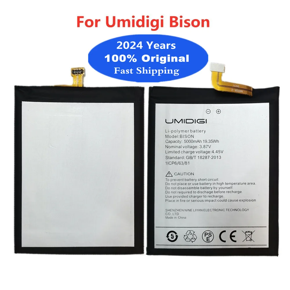 

2024 Years New 100% Original Battery For UMI Umidigi BISON 5000mAh Mobile Phone Replacement Batteries Bateria In Stock Fast Ship