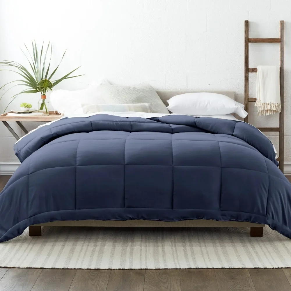 Navy All Season Alternative Down Solid Comforter, Full/Queen