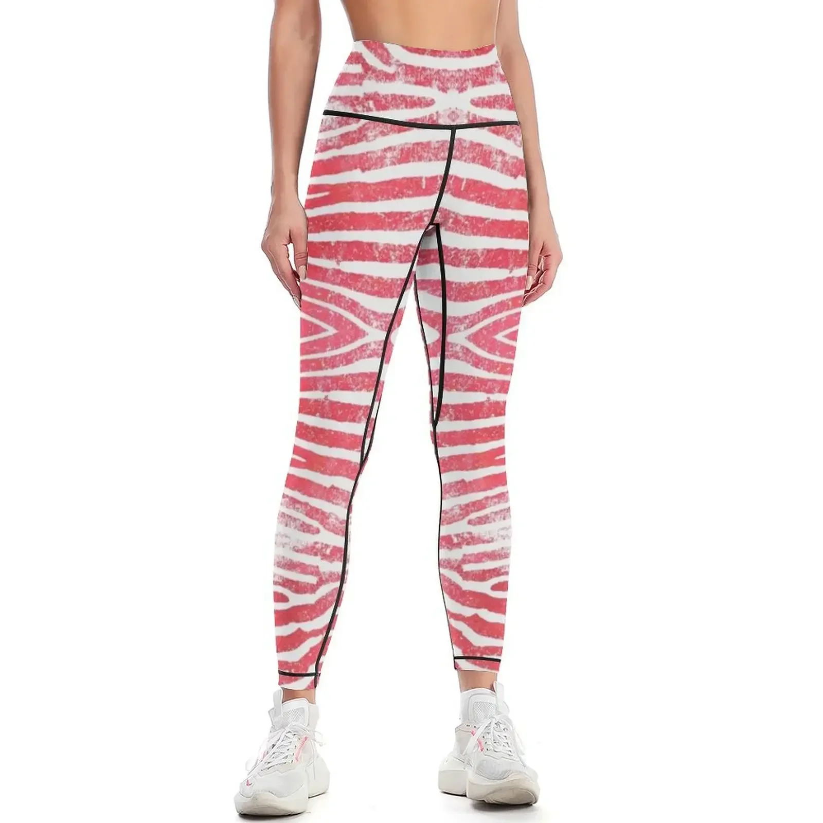 

Zebra Stripes | Distressed Red and White | Watercolor Animal Print Art Leggings Women's sports Jogger pants Womens Leggings