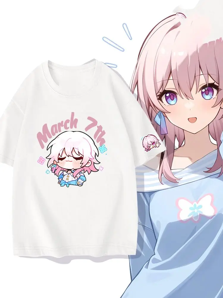 

March 7Th Honkai: Star Rail Merchandise Railway Short-Sleeve T-Shirt For Men And Women, Pure Cotton Half-Sleeve Anime-Themed