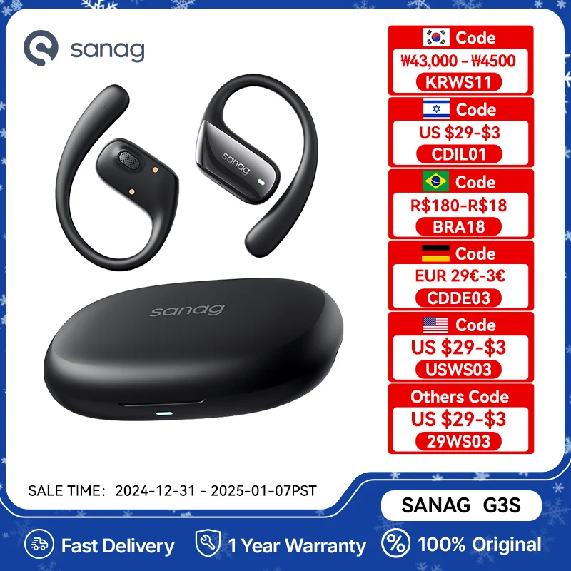 Sanag G3S Open-Ear Earphone Bluetooth Wireless Bluetooth 5.4 Headphones IPX5 Waterproof Air conduction Sports Ear Hooks