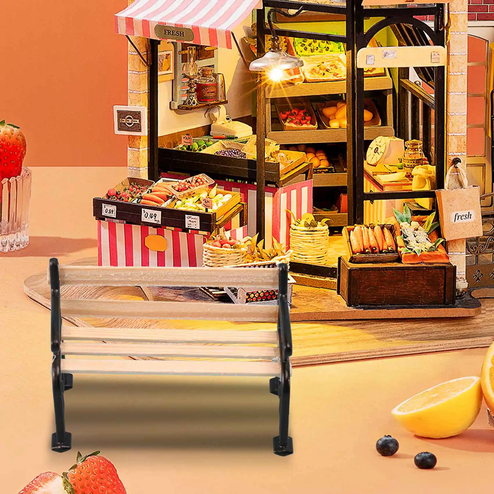 บ้านตุ๊กตา1/24จิ๋วเฟอร์นิเจอร์ลานสวนม้านั่งในสวน