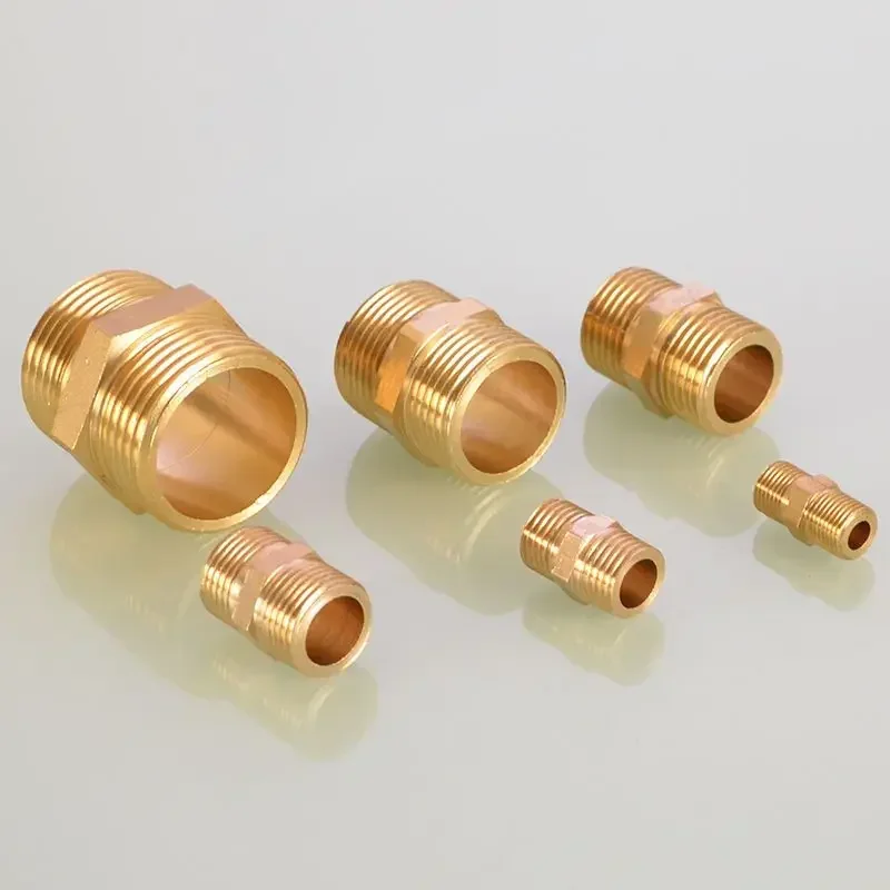 Brass Pipe Hexagonal Connector Quick Connector 1/8 1/4 3/8 1/2 3/4 1 BSP Male To Male Thread Water-Oil Pneumatic Connector