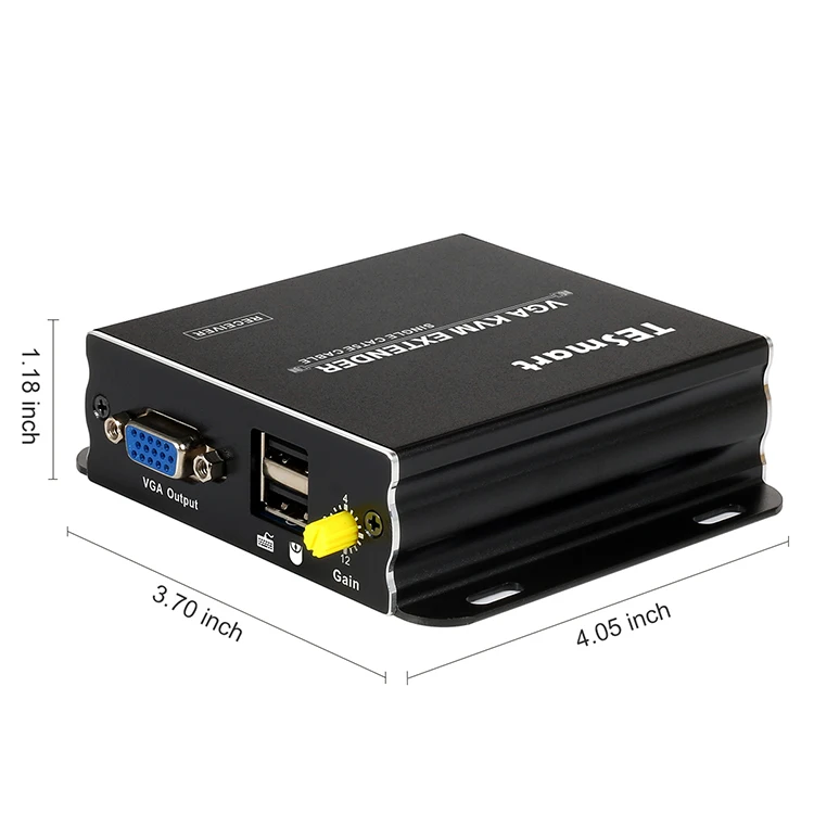 TESmart VGA Extender to UTP over Cat5/6 RJ45 Cable up to 300m EDID 1920*1200@60Hz VGA Extender with 3.5mm Audio Jack input