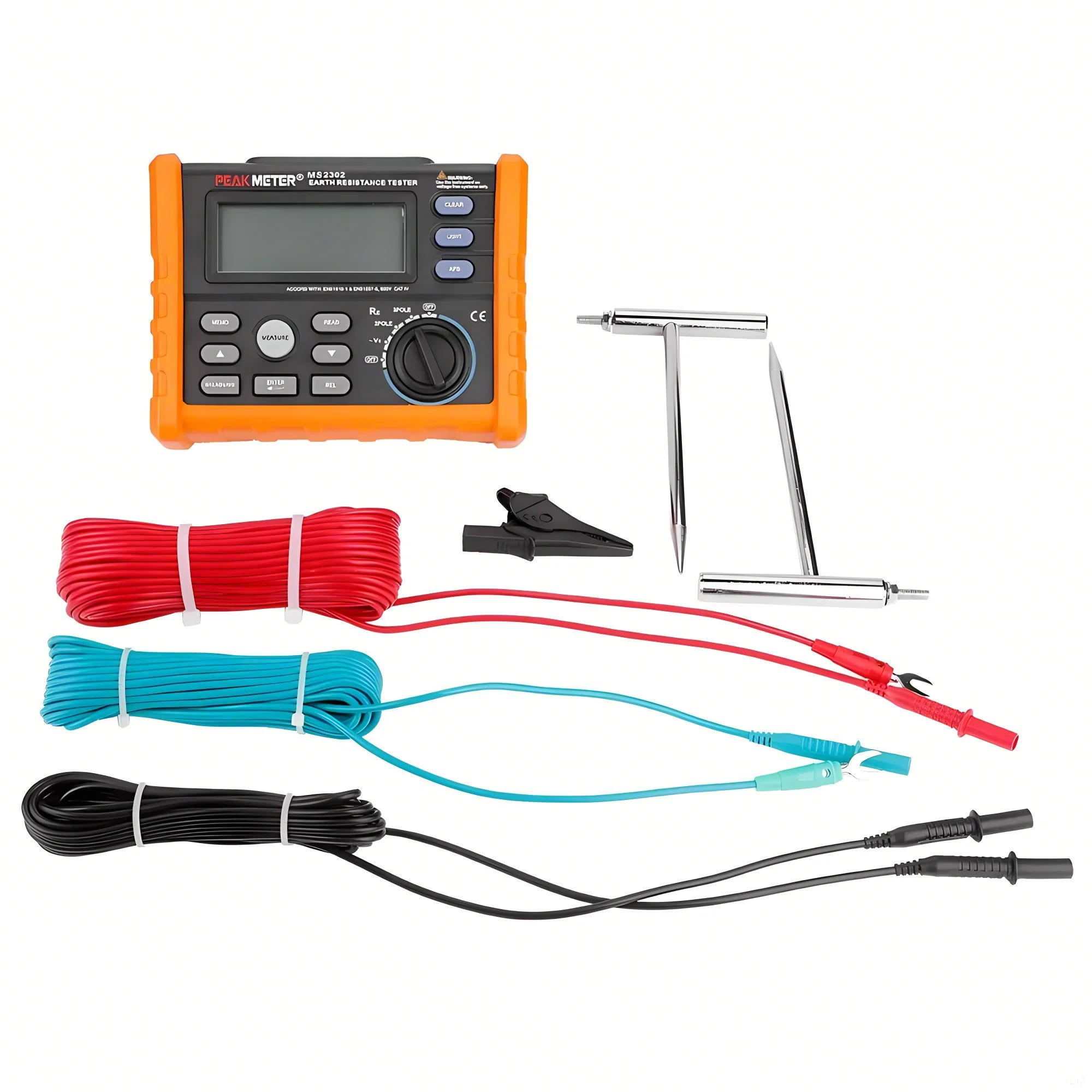 Peakmeter MS2302 Earth Resistance Testers 2 Pole / 3 Pole 600V Earth Voltage Solar PV Testing Kit