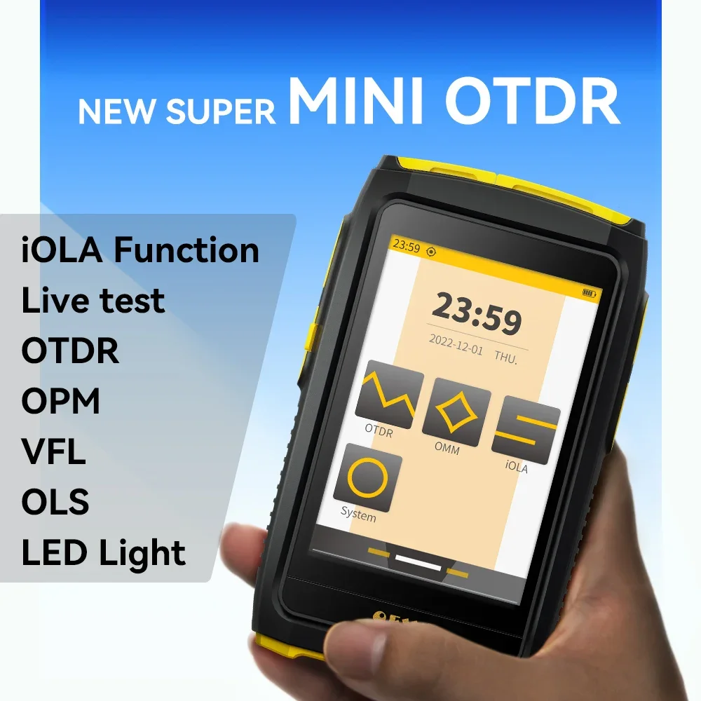 OFW MINi OTDR Active Fiber Live Test 1550nm 20dB Fiber Optic Reflectometer Touch Screen VFL OLS OPM FWT-100