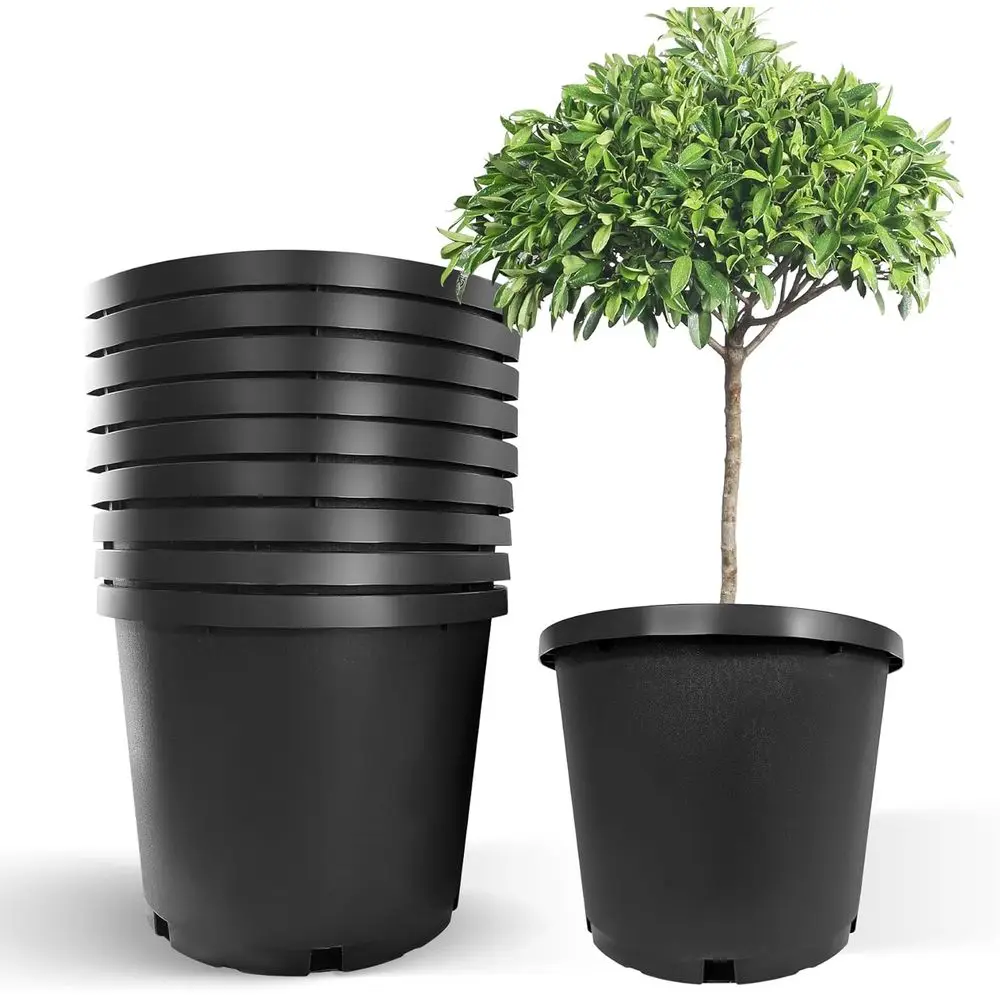 

20 Gallon Plant Nursery Pots, 10-Pack, 21 Inch, with Drainage, Ideal for Seedlings and Vegetables, Black
