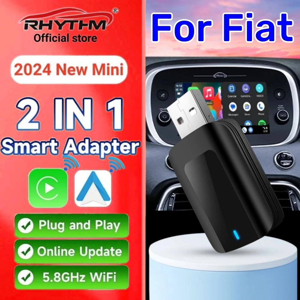 

Wireless Adapter OEM-CarPlay Android Auto 2in1 Smart Dongle Play&Plug For For Fiat 500 New500 500X Argo Panda