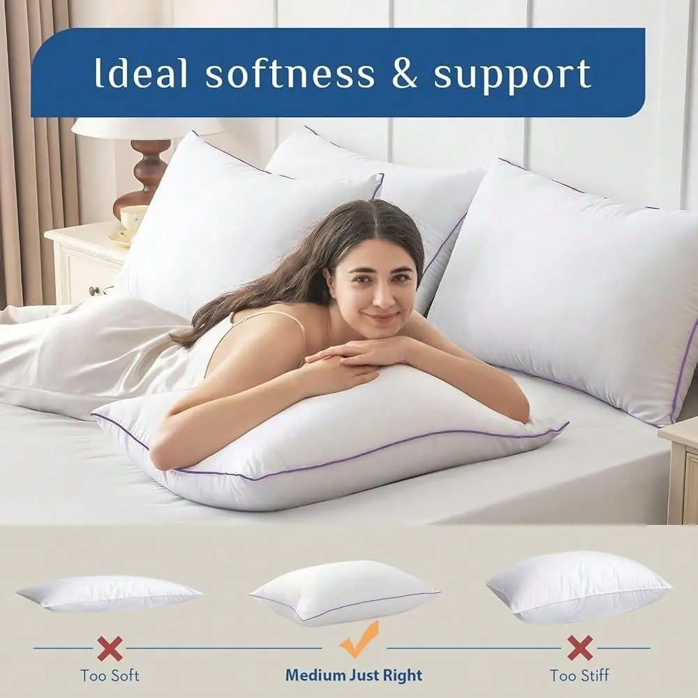 

Pillows Standard Size Set Of 1, Washable Supportive Single Bed Pillow With Super Soft Down Alternative Fill, Luxury Fluffy Hote