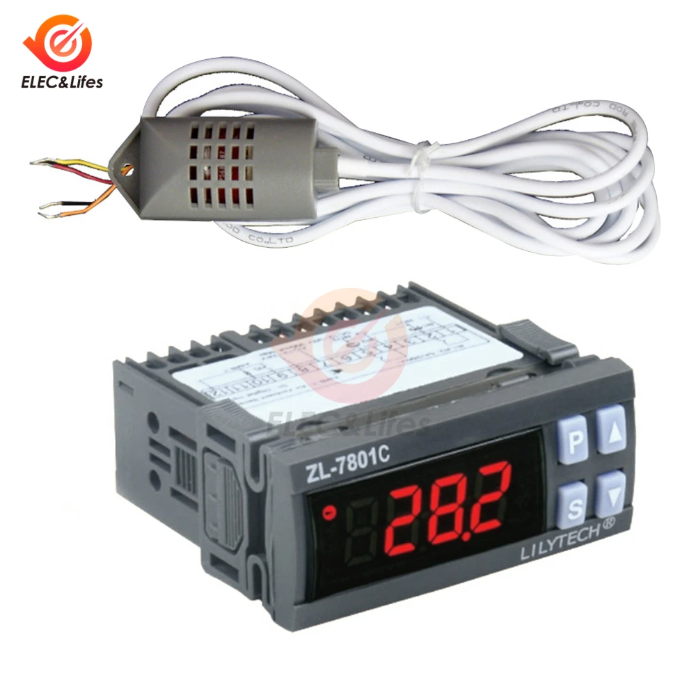 ZL-7801C AC 100-240V Dual 16A Outputs Automatic Multifunctional Temperature Humidity Incubator Controller Heating/Humidifying