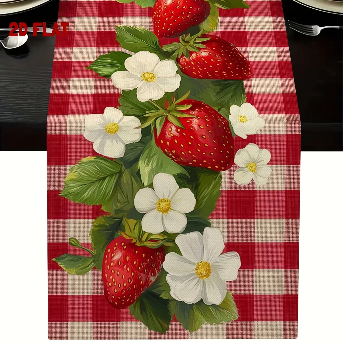 1PC Countryside Strawberry Tablecloth Fresh Red White Checkered Decor Essential for Picnics Gatherings Adds Natural Touch