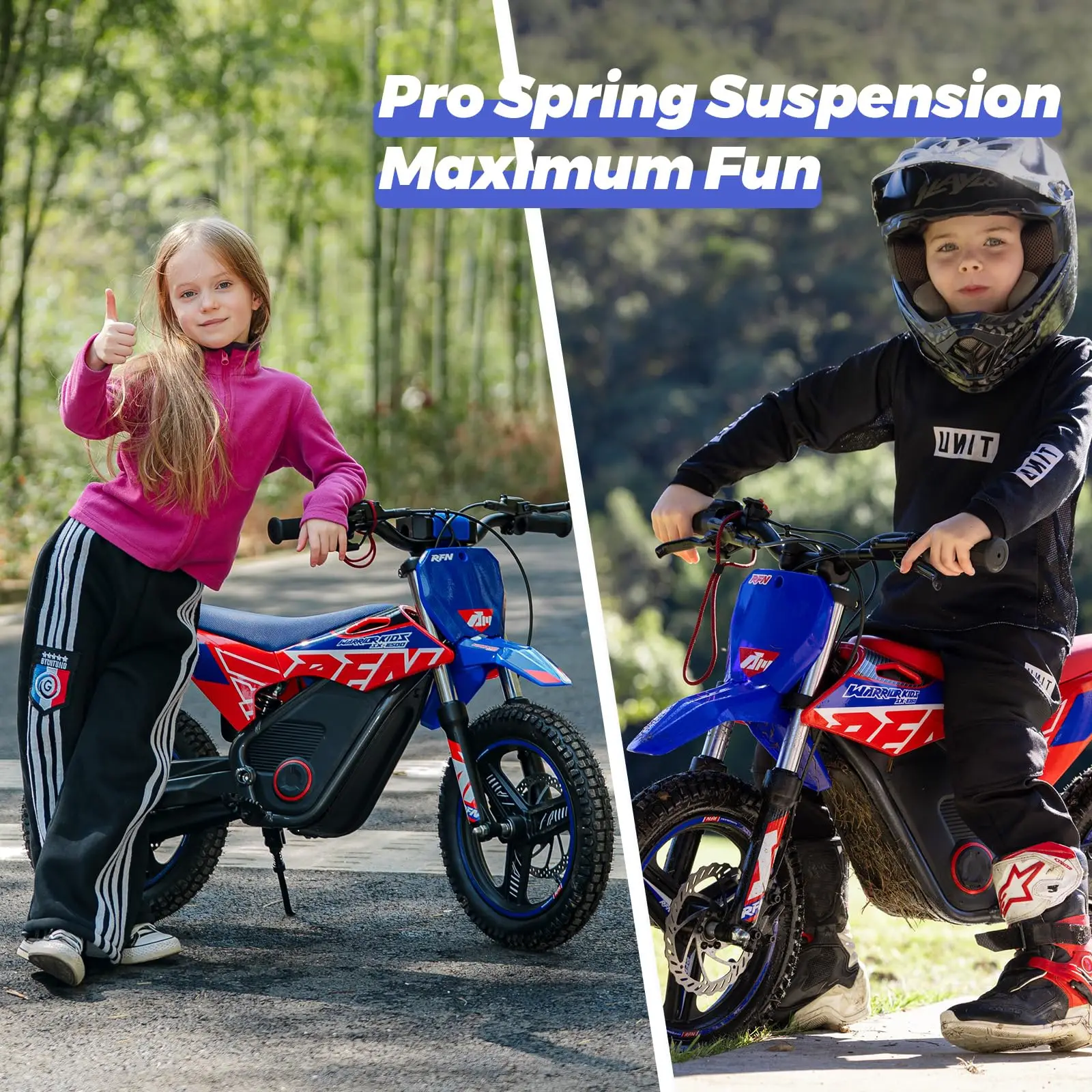 RFN Warrior Kids E250 36V Electric Dirt Bike,with 400W Dirt Bike, 11.2-Mile Long-Range Off-Road Bike with 3 Speeds For Ages 3-6