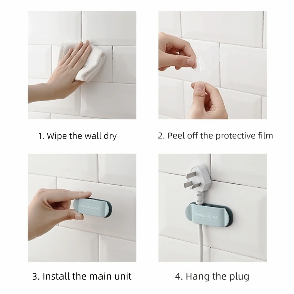 4pcs/set Practical Self Adhesive Cable Organizer Punch-Free Wall-Mounted Cable Clamp Universal Wire Holder Car
