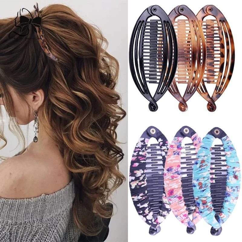 Large Spray Painted Hairpin Ponytail Banana Hair Clips Clincher Combs for Women Hair Accessories for Women