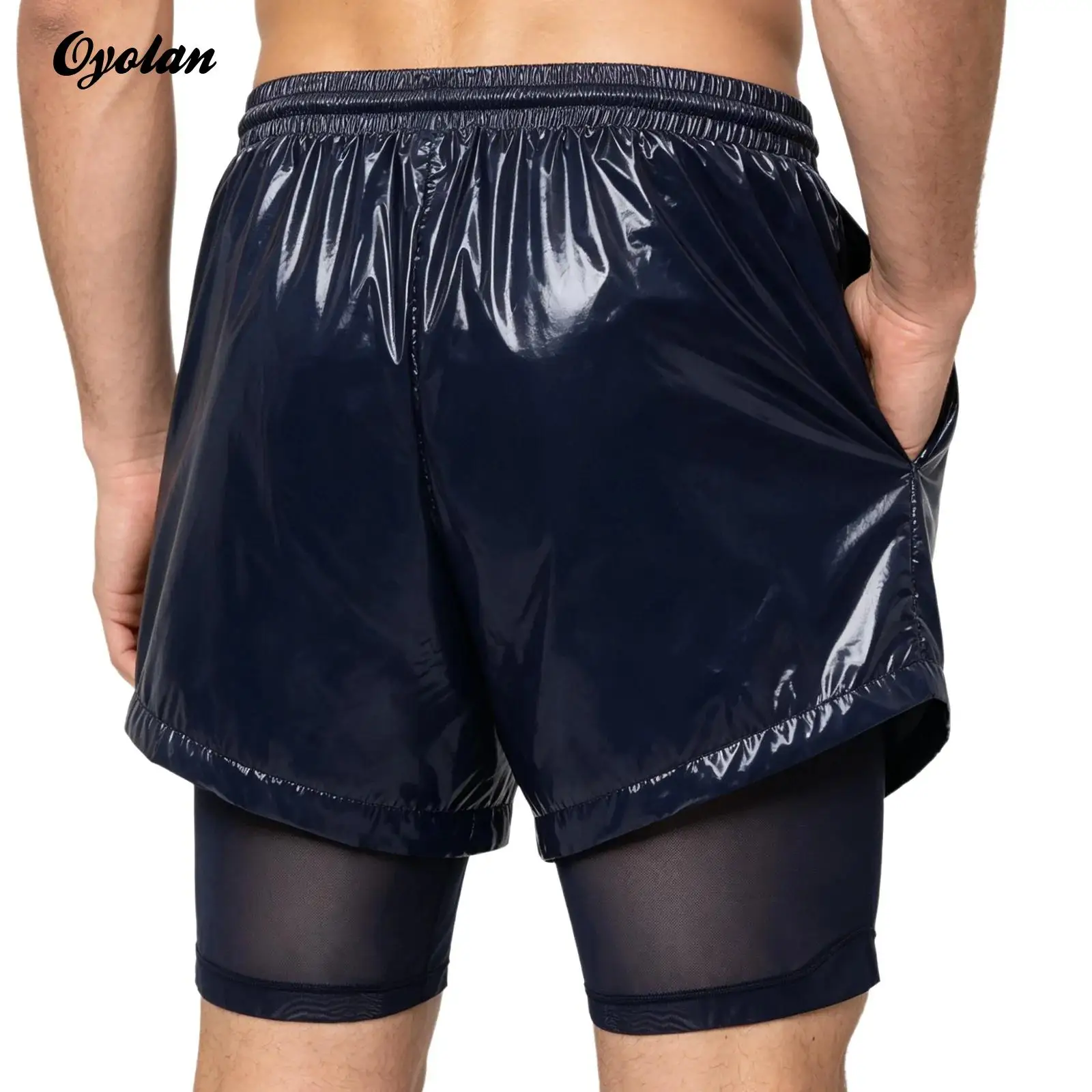 

Swimwear Men's Swimsuit Quick Dry Swimming Trunk with Pockets 2-in-1 Double Layer Swim Shorts with Liner for Swimming Surfing