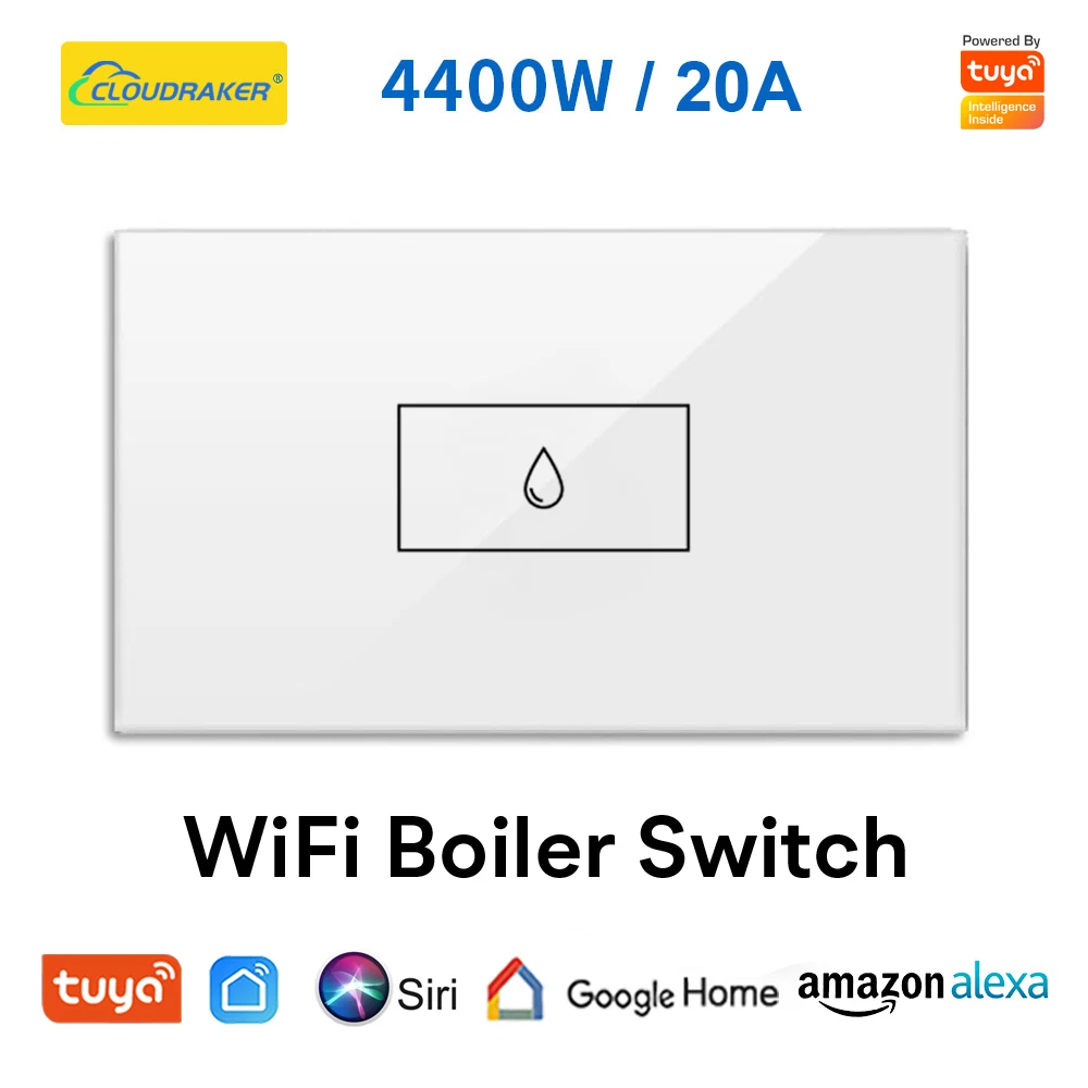 Smart High Power Switch 20A 4400W Circuit Breaker for Boiler Water Heater App/Manual Control Works with Alexa Google Home Siri