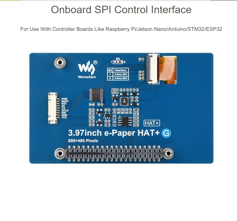 Display E-Paper da 3,97 pollici (G) Display E-Ink 800 × 480 Pixel Interfaccia SPI Testata GPIO Raspberry Pi 40PIN standard