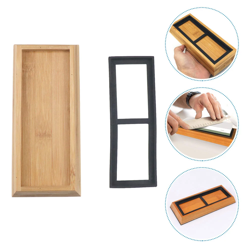 

Household Bamboo Whetstone Non-slip Base Fixed Tray Kitchen Home Sharpening Tool Storage Holder for Stones Knives Sharpener