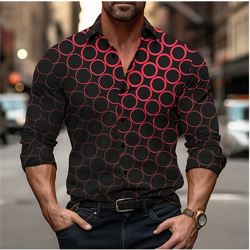 

Men's creative casual style graphic spring and autumn flat shirts, fashionable casual long-sleeved shirts