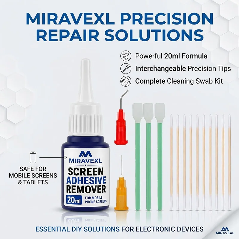 Kit de Reparación de Pantalla MIRAVEXL, Cinta Adhesiva de Doble Cara con Removedor de Pegamento y Pinzas, para Reparación DIY de Tablets, Laptops, Cámaras 3