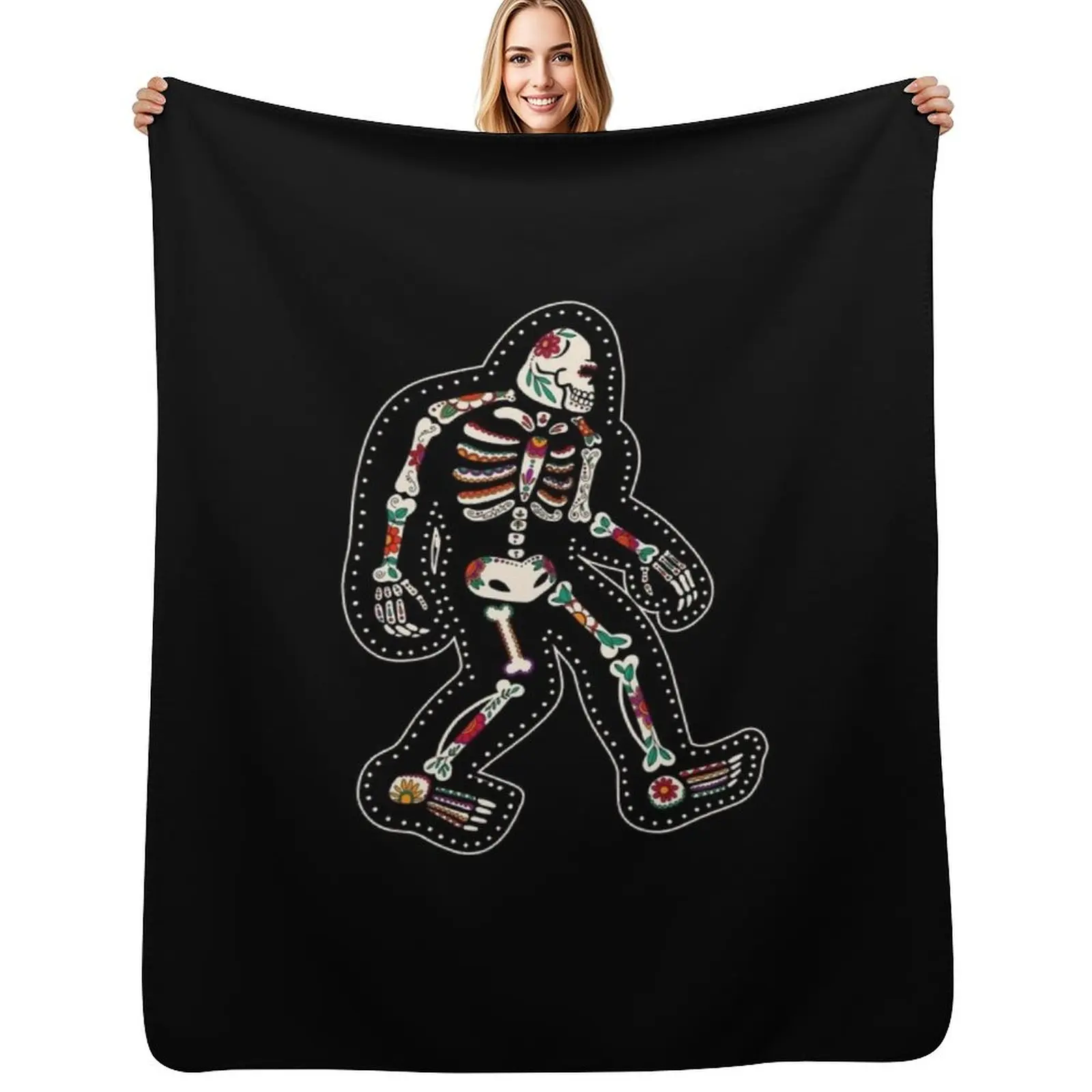 

Day of the Dead Bigfoot Throw Blanket Faux Fur Soft Warm Blanket for Bed