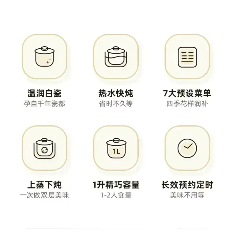 Olla para estofado eléctrica para el hogar, taza para estofado eléctrica pequeña, olla para estofado con Nido de Pájaro, temporizador de reserva de comida para bebés