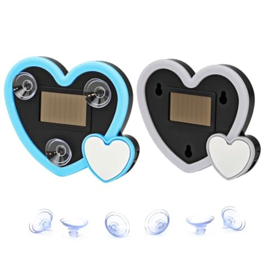 2PCS Solar Powered Heart Car Lights, Wireless LED Ambient Neon Light with Vibration Sensor, 6 Lighting Modes, USB-C Rechargeabl
