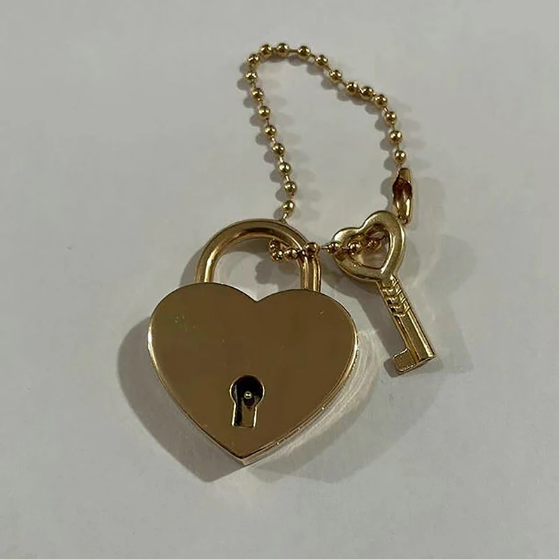 Antique Style Mini Heart Shape Padlock Vintage Lock Gold Lovely Diary Padlocks Key Lock With Key Luggage Pendant