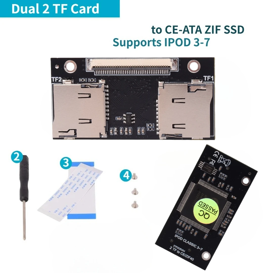 TF Adapter Card Dual TF Card To CE ZIF Industrial Computer Video Recorder Driving Instrument NAS IPOD for Computer Game Consoles