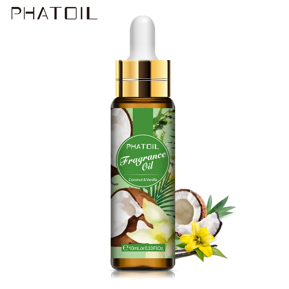 PHATOIL caffè cocco vaniglia fragranza diffusore di olio essenziale 10ML con contagocce olio aromatico muschio bianco orchidea Magnolia calendula